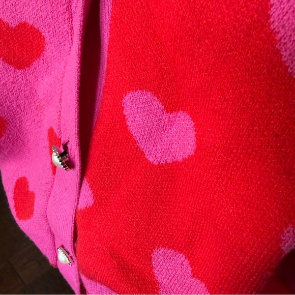 Nanette Lepore Red/ Pink Heart Sweater Size Large - Picture 4 of 8